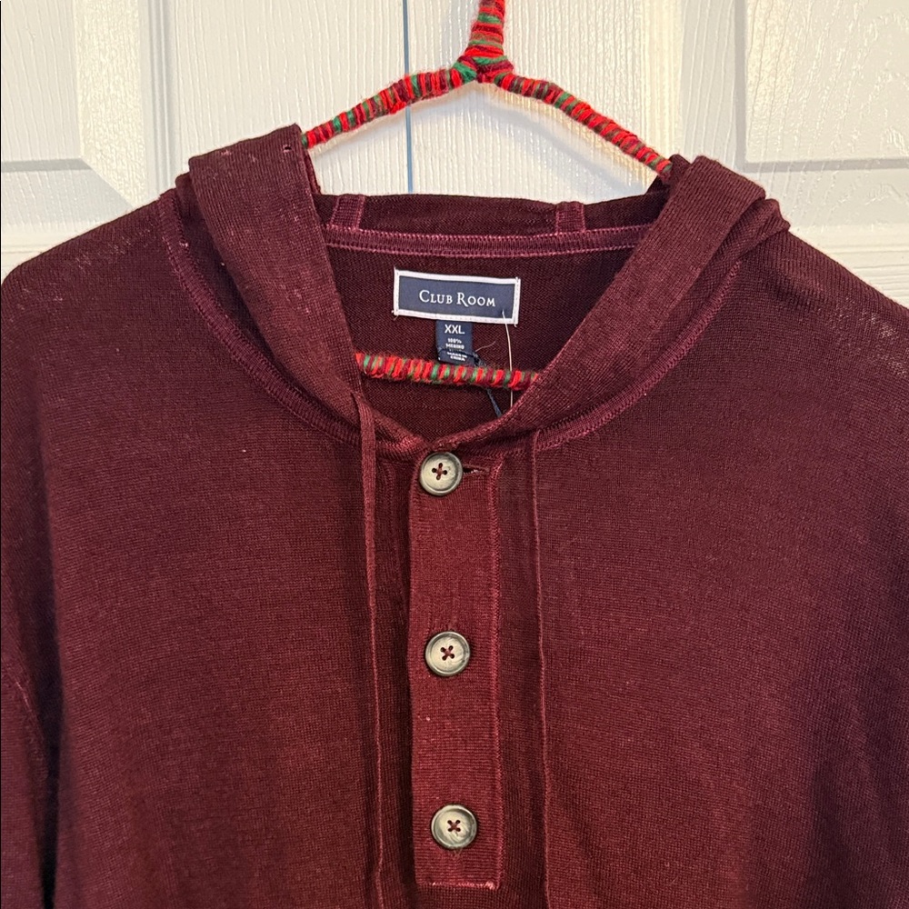 Club Room Burgundy Button-Up Hoodie